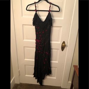 This Sue Wong is a stunner. Skin skimming with rosettes/embroidery on sheer blk